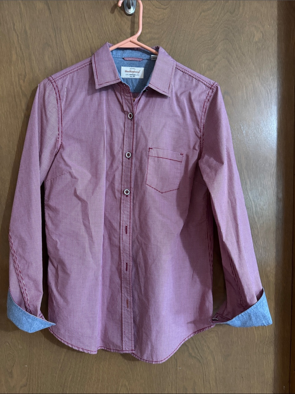 Weatherproof Women's Red Microcheck Button-Front Blouse